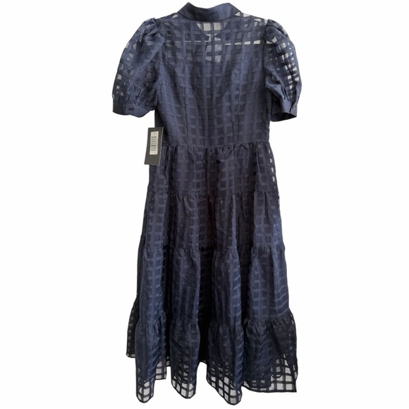 English Factory Gridded Organza Tiered Collared Maxi Dress, Blue, Medium, NWT - Picture 11 of 11